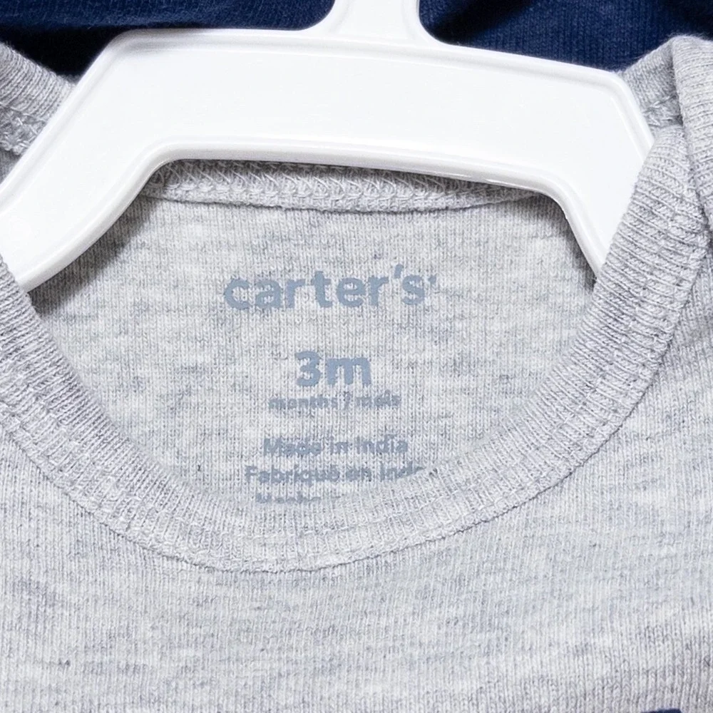 Carters 3 Month Baby Knit Rompers 2 Pack Freedom Rocks! Blue White Stripe NEW